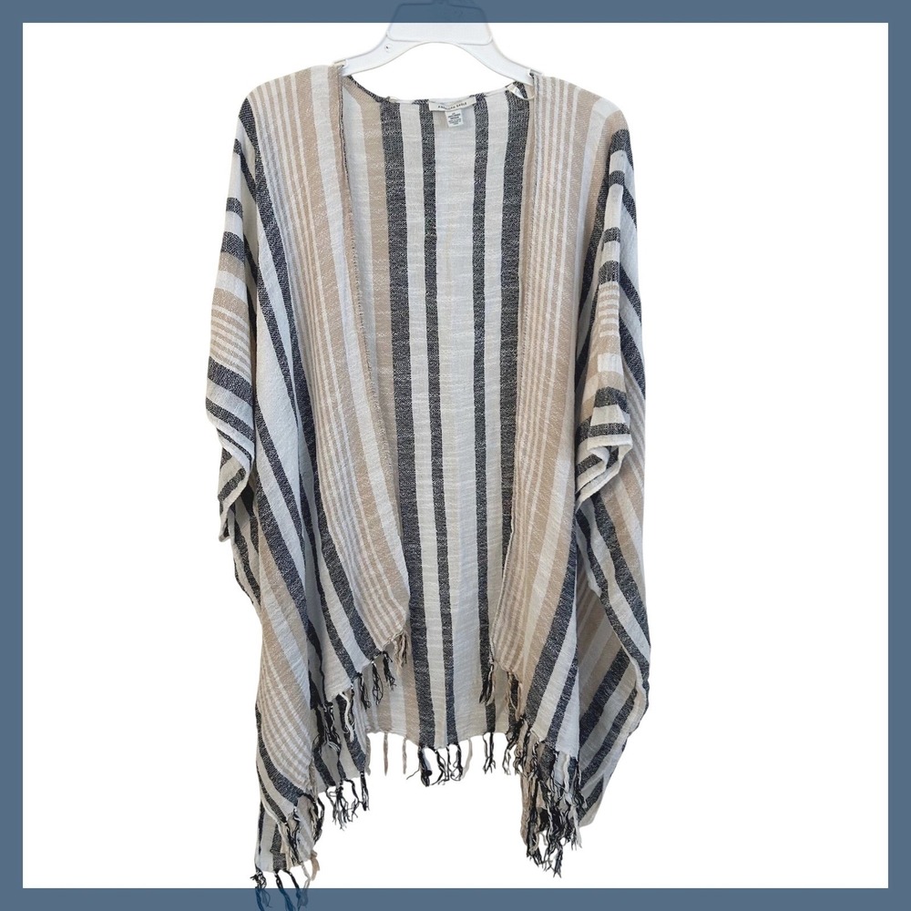 American Eagle Outfitters‎ Striped Fringed Kimono Cardigan Shawl OS
